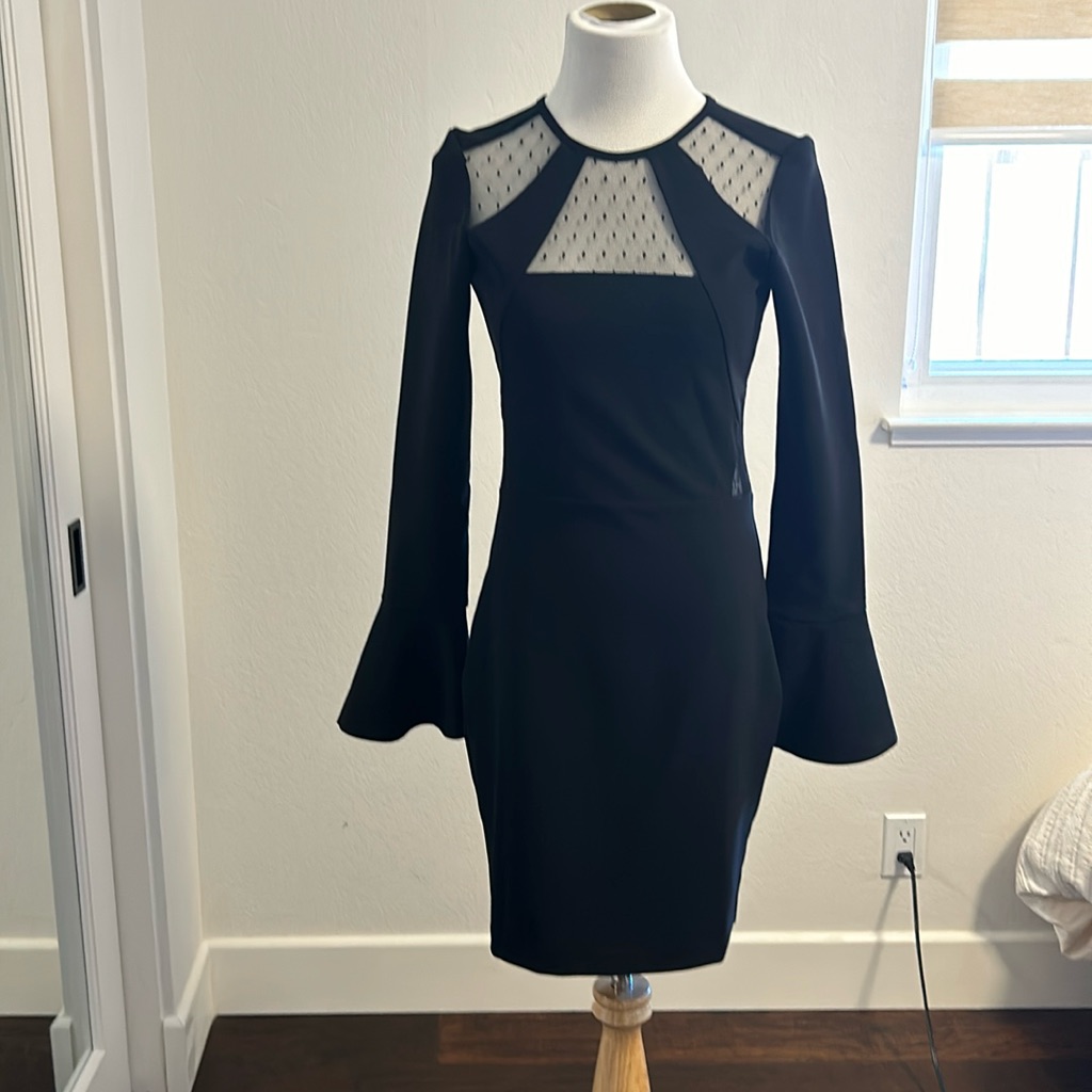 Parker Dress With Fun And Flirty Mesh Lace Detail. Figure Flattering!